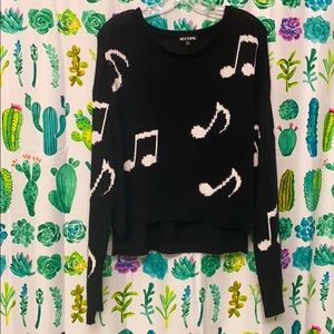 Black music note sweater